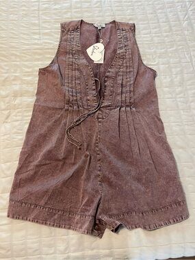 Vintage-Inspired Washed Mauve Romper Jumpsuit